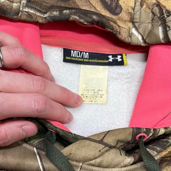 Under Armour Realtree Camo Pink Logo Pullover Sweatshirt Hoodie - Picture 4 of 8